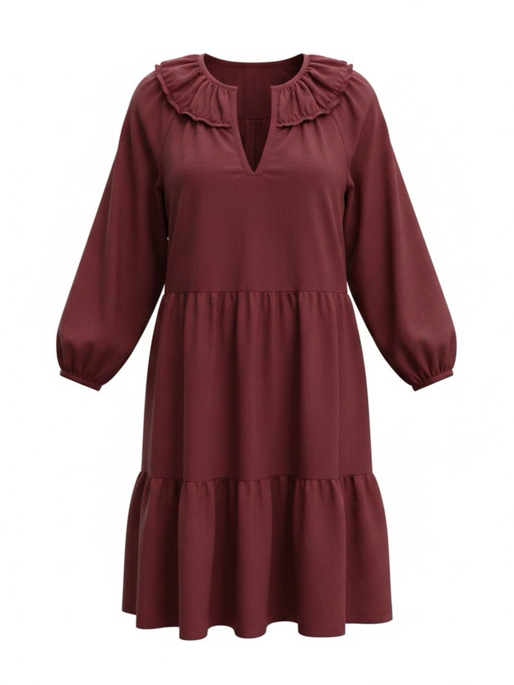 Ulla Johnson Burgundy Rosa Long-Sleeve Dress with Bubble skirt